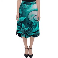 Turquoise Flower Background Classic Midi Skirt