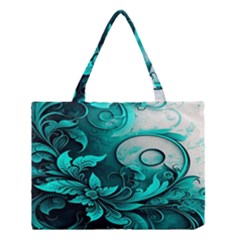 Turquoise Flower Background Medium Tote Bag by artworkshop