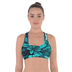 Turquoise Flower Background Cross Back Sports Bra