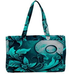Turquoise Flower Background Canvas Work Bag