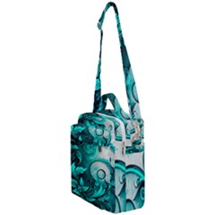 Turquoise Flower Background Crossbody Day Bag