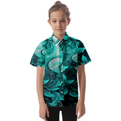 Turquoise Flower Background Kids  Short Sleeve Shirt