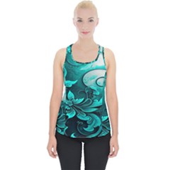 Turquoise Flower Background Piece Up Tank Top