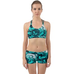 Turquoise Flower Background Back Web Gym Set