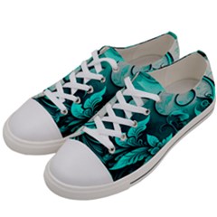 Turquoise Flower Background Men s Low Top Canvas Sneakers