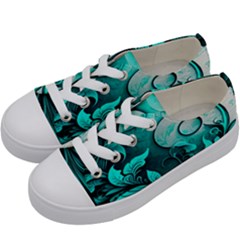 Turquoise Flower Background Kids  Low Top Canvas Sneakers