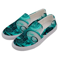 Turquoise Flower Background Men s Canvas Slip Ons