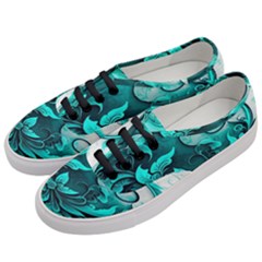 Turquoise Flower Background Women s Classic Low Top Sneakers