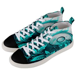 Turquoise Flower Background Men s Mid-top Canvas Sneakers by artworkshop