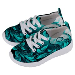 Turquoise Flower Background Kids  Lightweight Sports Shoes