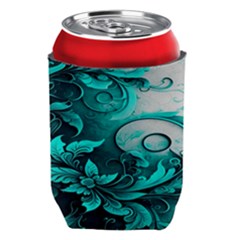 Turquoise Flower Background Can Holder