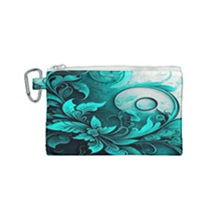 Turquoise Flower Background Canvas Cosmetic Bag (Small)