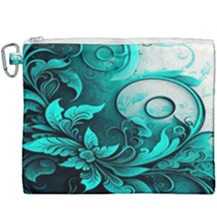 Turquoise Flower Background Canvas Cosmetic Bag (XXXL)