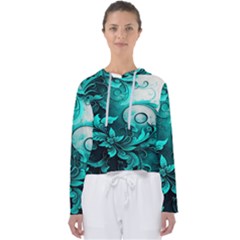 Turquoise Flower Background Women s Slouchy Sweat