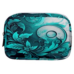 Turquoise Flower Background Make Up Pouch (Small)