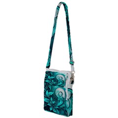 Turquoise Flower Background Multi Function Travel Bag