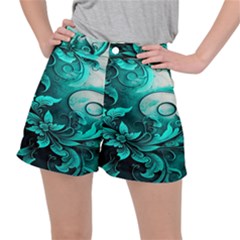 Turquoise Flower Background Ripstop Shorts by artworkshop