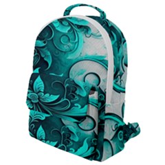 Turquoise Flower Background Flap Pocket Backpack (Small)