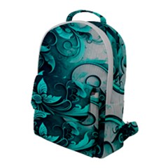 Turquoise Flower Background Flap Pocket Backpack (Large)