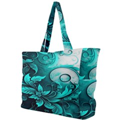 Turquoise Flower Background Simple Shoulder Bag