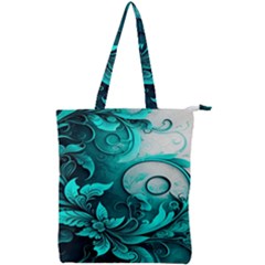 Turquoise Flower Background Double Zip Up Tote Bag
