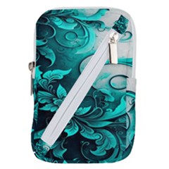 Turquoise Flower Background Belt Pouch Bag (Small)