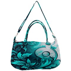 Turquoise Flower Background Removal Strap Handbag