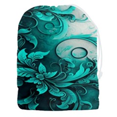 Turquoise Flower Background Drawstring Pouch (3XL)