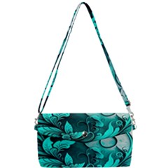 Turquoise Flower Background Removable Strap Clutch Bag