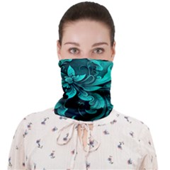 Turquoise Flower Background Face Covering Bandana (Adult)