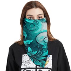 Turquoise Flower Background Face Covering Bandana (Triangle)