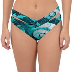 Turquoise Flower Background Double Strap Halter Bikini Bottoms