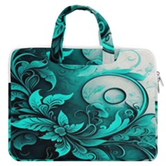 Turquoise Flower Background MacBook Pro 16  Double Pocket Laptop Bag 