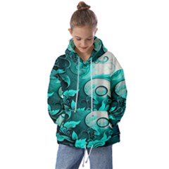 Turquoise Flower Background Kids  Oversized Hoodie