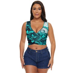 Turquoise Flower Background Women s Sleeveless Wrap Top