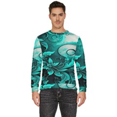 Turquoise Flower Background Men s Fleece Sweatshirt