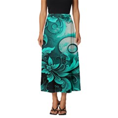 Turquoise Flower Background Classic Midi Chiffon Skirt