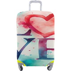 Valentines Day Heart Watercolor Background Luggage Cover (large) by artworkshop