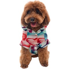 Valentines Day Heart Watercolor Background Dog Coat by artworkshop