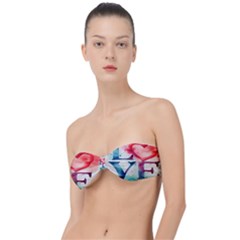 Valentines Day Heart Watercolor Background Classic Bandeau Bikini Top  by artworkshop