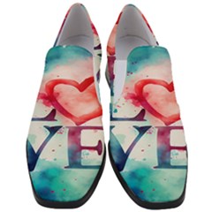 Valentines Day Heart Watercolor Background Women Slip On Heel Loafers by artworkshop