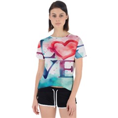 Valentines Day Heart Watercolor Background Open Back Sport Tee by artworkshop