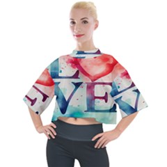 Valentines Day Heart Watercolor Background Mock Neck Tee by artworkshop