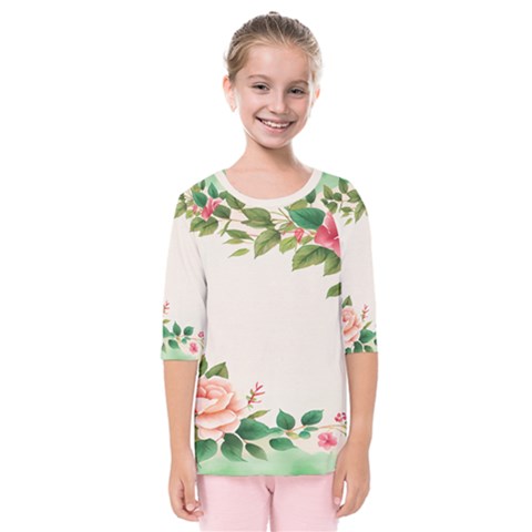 Watercolor Flower Kids  Quarter Sleeve Raglan Tee by artworkshop