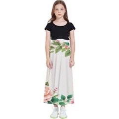 Watercolor Flower Kids  Flared Maxi Skirt