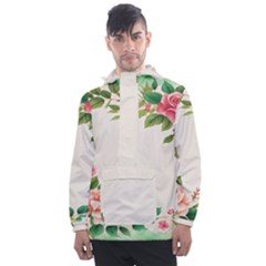 Watercolor Flower Men s Front Pocket Pullover Windbreaker by artworkshop