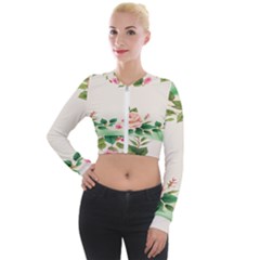 Watercolor Flower Long Sleeve Cropped Velvet Jacket by artworkshop