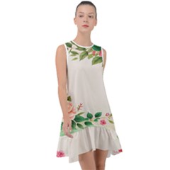 Watercolor Flower Frill Swing Dress by artworkshop