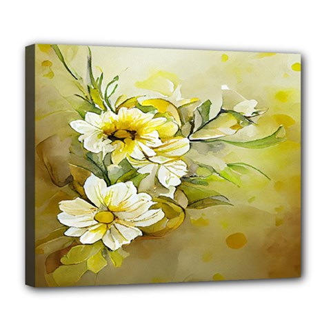 Watercolor Yellow And-white Flower Background Deluxe Canvas 24  x 20  (Stretched)