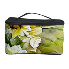 Watercolor Yellow And-white Flower Background Cosmetic Storage